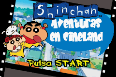 Shin-Chan: Aventuras en Cineland title screen for GameBoy Advance
